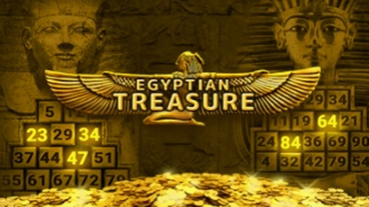 Interface visual do slot Egyptian Treasure com temática egípcia